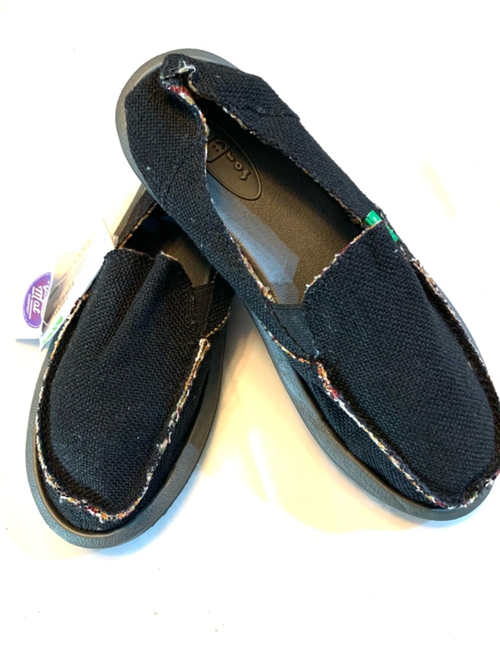 NWT Sanuk Donna Hemp Sidewalk Surfer Women's- Black- 6